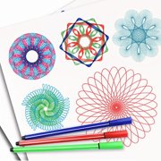 Spiral Art Gear Geometric Ruler Circle Template, for Drawing Plastic Template Ruler Drawing Kit Spiral Curve Stencils with Pens Paper for DIY Art Crafts Sketch