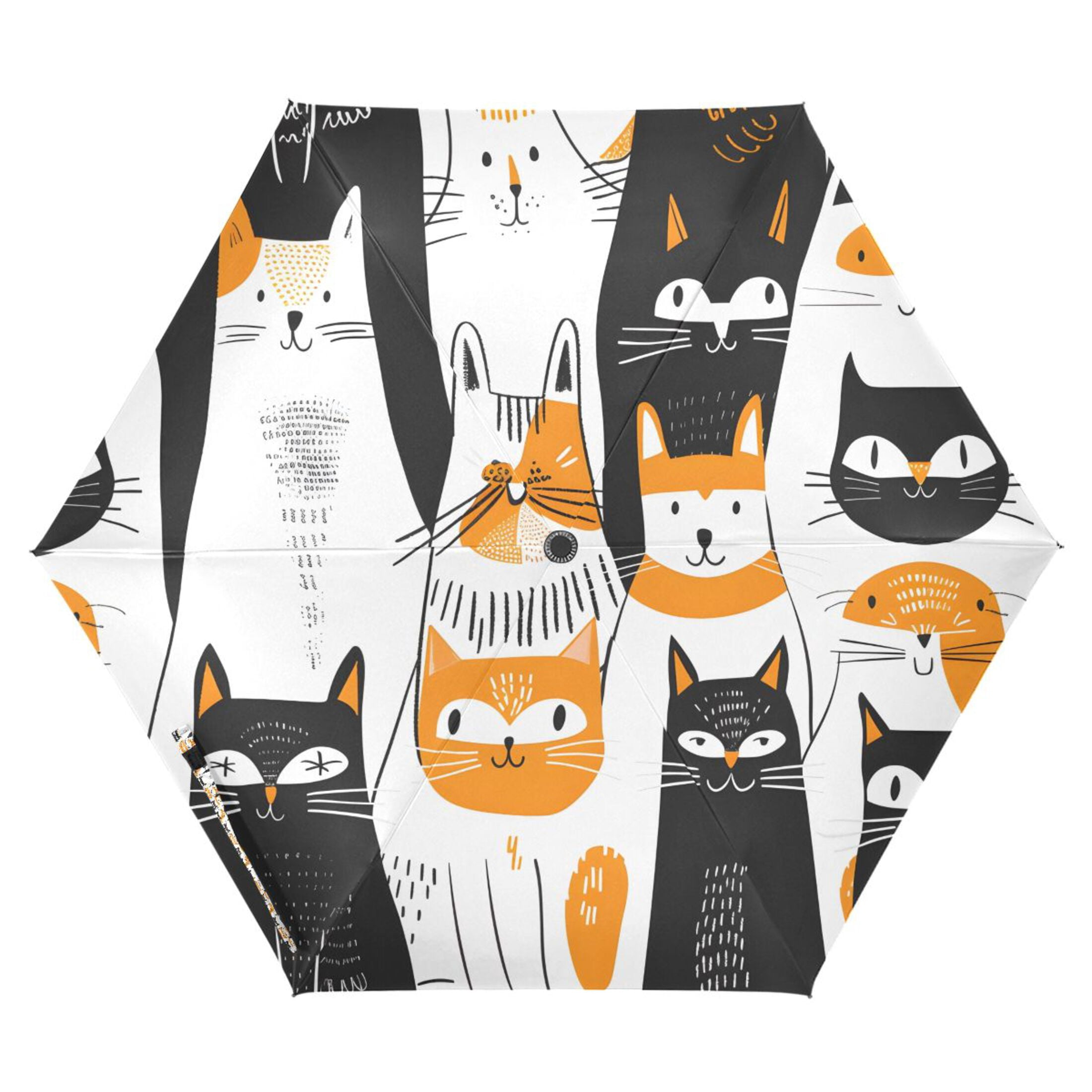 Funny Scandinavian Cats Compact Sun Umbrella Windproof Travel Umbrellas for Rain Strong Portable UV Protection