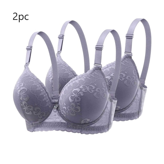 Mlkoz Underwire Bras for Women 2-Pack Padded Push-Up Lace Bra with Adjustable Straps, Everyday Comfortable & Support
