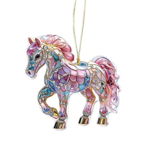 2D Rainbow Pony Hanging Ornament for Chinese New Year of the Horse Flat Decor]