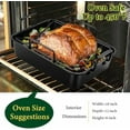 thumbnail image 3 of Roasting Pan with Racks, Small Stainless Steel Turkey Roaster with V-Shaped & Cooling Rack for Oven, 14 Inch Nonstick Deep Broiler Pan with Handles for Baking Chicken Lasagna Meat, Heavy Duty, 3 of 6
