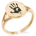 thumbnail image 1 of Stainless Steel Death Zombie Skull Minimalist Oval Top Polished Statement Signet Ring, 1 of 1