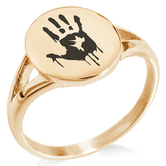 Stainless Steel Death Zombie Skull Minimalist Oval Top Polished Statement Signet Ring