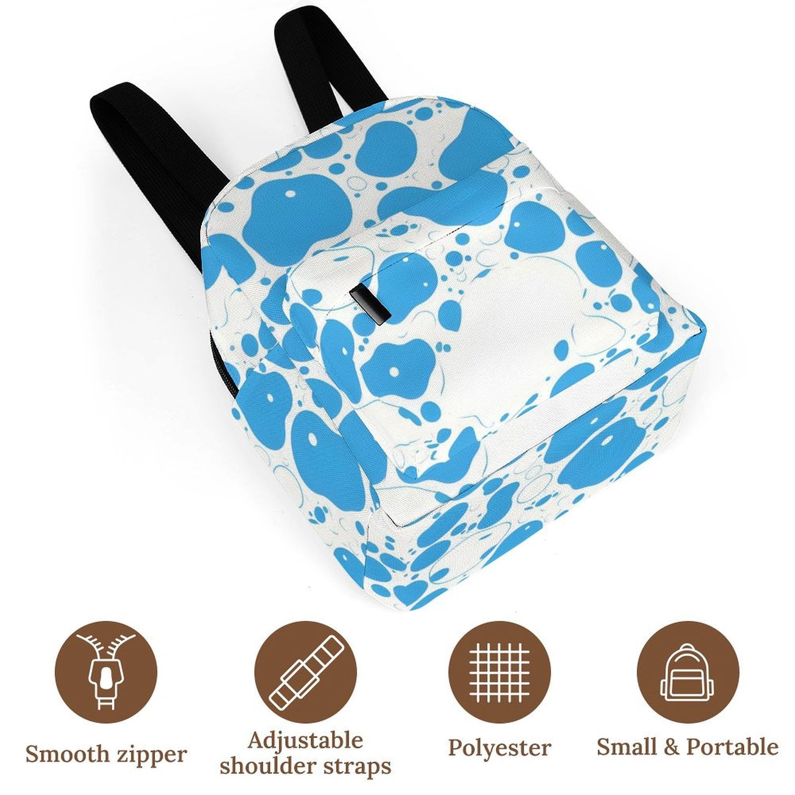 8.1×10in Casual Women'S Backpack With Anti-Contraction And Stretch For Sports Activities Travel Picnics Milk Cow Skin Print Style PowDerBlue_3