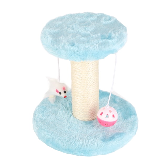 Cat Scratching Post Interactive Soft Plush 2 Layers Sisal Rope Scratcher Tree for Indoor Cats Kittens