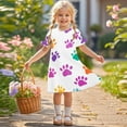 thumbnail image 2 of Zpanxa Robes d'Été pour Filles Décontractées à Manches Courtes Col Rond Imprimé Robe en Polyester Spandex Blanc 3 Ans, 2 of 7
