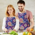 thumbnail image 3 of Purple Paisley and Floral Pattern Apron-Garden Aprons for Women with Pockets-Cotton Linen Waterproof Kitchen Cooking Gardening Aprons Adjustable for Kitchen,Cooking,BBQ and Salon 33x27 Inch, 3 of 7