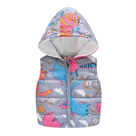 

Odeerbi Clearance Toddler Baby Girls Cartoon Pattern Cute Zipper Windproof Sleeveless Vest Coat