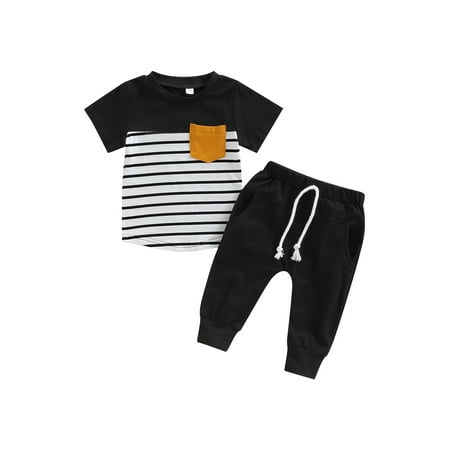 

Canis 2Pcs Toddler Kids Baby Boy Mini Boss T-shirt Tops Pants Harem Outfits Set Clothes