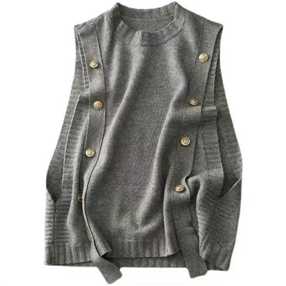 Fashion Round Neck Knitted Tank-Top for Women Korean Sleeveless Sweater Vest All-matching Sweater Vest Stylish Pullover