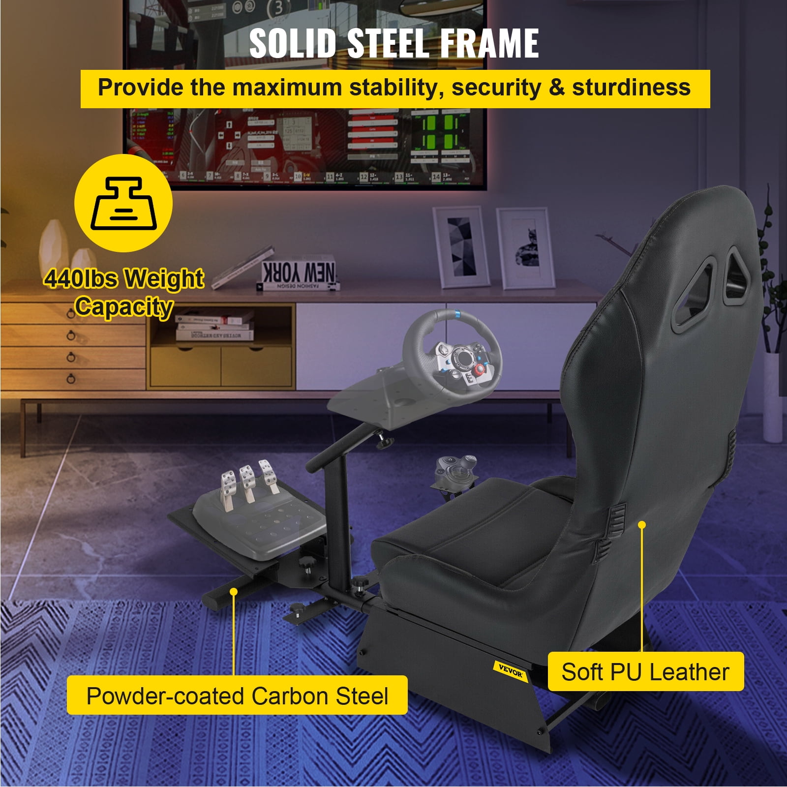 VEVOR Racing Simulator Cockpit Driving Seat Reclinable with Gear Shifter Mount Walmart