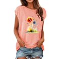 thumbnail image 1 of Gibobby Blusa de Trabajo de Manga Corta Mujeres Cap manga verano Casual Tops cuello en V Color sólido Casual camisas blusa holgada(Rosa,G), 1 of 4