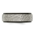 thumbnail image 5 of Edward Mirell Black Ti with Hammered Argentium Sterling Silver Center Step Edge 8mm Band, 5 of 5