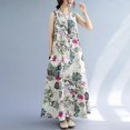 thumbnail image 1 of Plus Size Vintage Artistic Loose-Fit Cotton Linen Dress 2023 Spring Summer Plus Size Long Dress Tank Top Sleeveless Printed Robe, 1 of 5