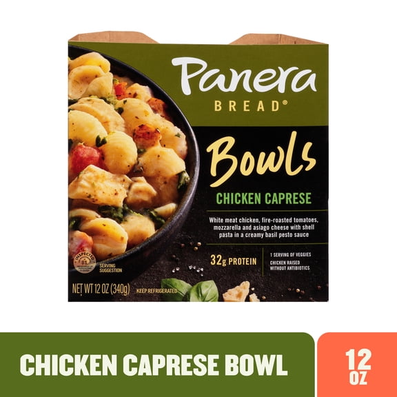 Panera Bread Bowls Chicken Caprese, 12 oz Refrigerated Meal – 32g Protein Pasta Bowl