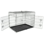 HomGarden 42 Foldable Large Dog Crate Kennel Double Door Steel Dog Cage, Black