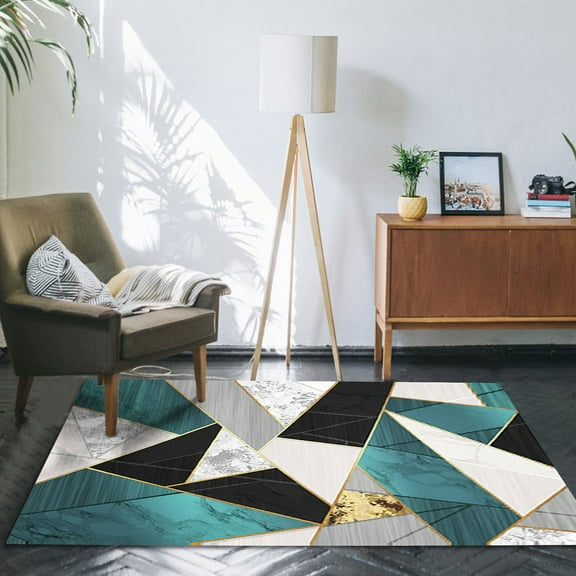 Modern Rug Squares Multi Geometric Accent Area Rug Entry Way Bright Kids Room Kitchn Bedroom Carpet Bathroom Soft Durable Area Rug