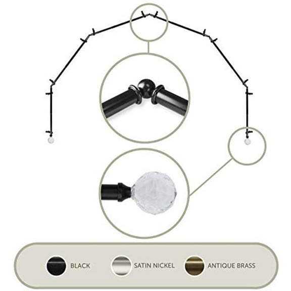 Domovina Gleam 13/16" 6 Sided Bay Window Single Curtain Rod-Color:Antique Brass