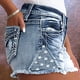 thumbnail image 4 of Pantalones cortos casuales ajustados con bolsillos para mujer: pantalones cortos vaqueros negros lisos, borde rizado, primavera-verano, tallas S-XXL, 4 of 8