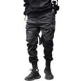 thumbnail image 3 of gakvov Cargo Pants For Men Men's Solid Color Casual Work Pants Suspenders Press Button Slim Chaps, 3 of 8