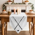 thumbnail image 3 of Table Runners 108 Inches Long, Ice Hockey Cotton Linen Kitchen Dining Coffee Table Runner for Party Home Decor, Modern Minimalist Ball Sports Game Art Tabletop Dresser Scarves Runner 13x108 Inch, 3 of 9