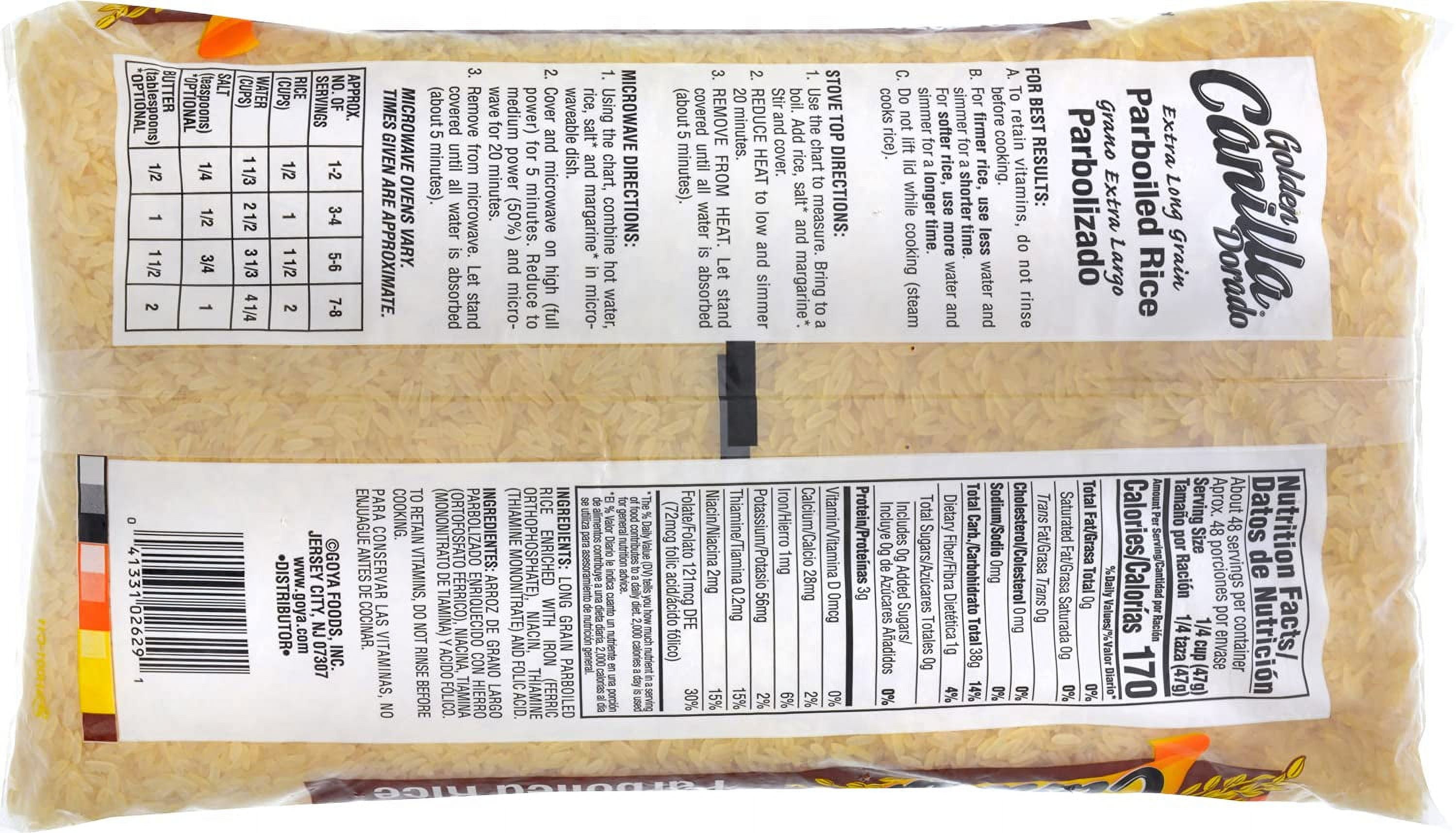 Goya Canilla Golden Dorado Parboiled Long Grain Microwavable Rice - 5lbs (Pack of 2)