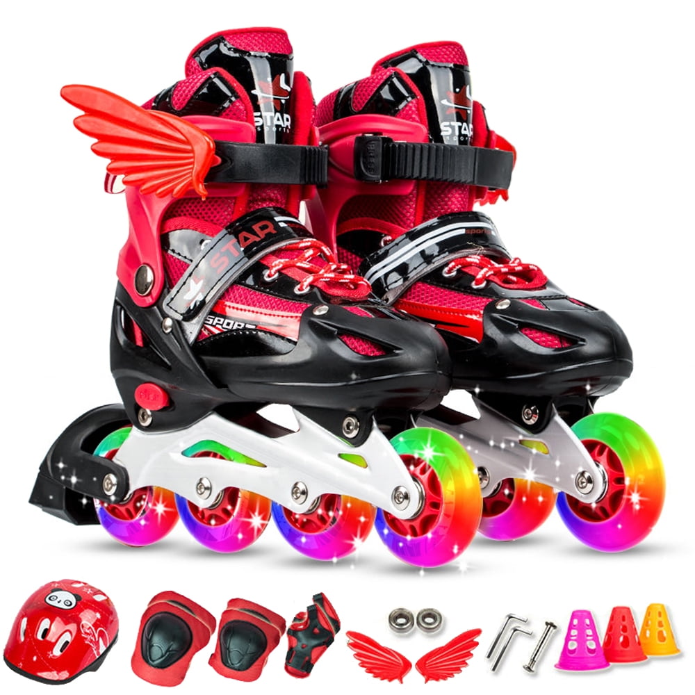 Adjustable Inline Skates with Light Up Wheels for Kids and Adults Inline Skates with Protective