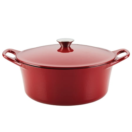 

Rachael Ray Enameled Cast Iron Dutch Oven Casserole Induction Pot with Lid 5 Quart Red