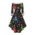 thumbnail image 5 of Lorytime Womens a Line Dress Christmas Snowflakes Plush V-Neck Elegant Dresses Long Sleeve Party Dresses, 5 of 5