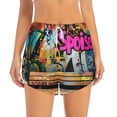 thumbnail image 2 of KLL Graffiti Lamp Urban Scene Pattern Shorts Women,Athletic Shorts High Waisted Running Shorts Pocket Sporty Short Gym Elastic Workout Shorts-X-Large, 2 of 7