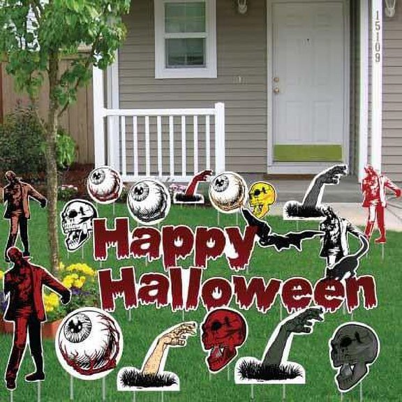 Happy Halloween Scary Zombies Yard Card - 18 pcs