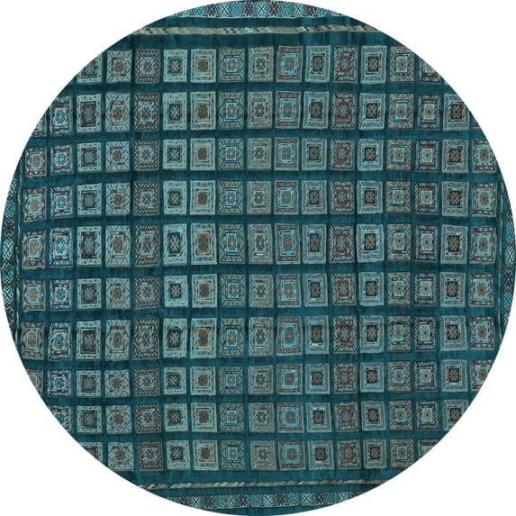 Ahgly Company Indoor Round Abstract Light Blue Contemporary Area Rugs, 5' Round