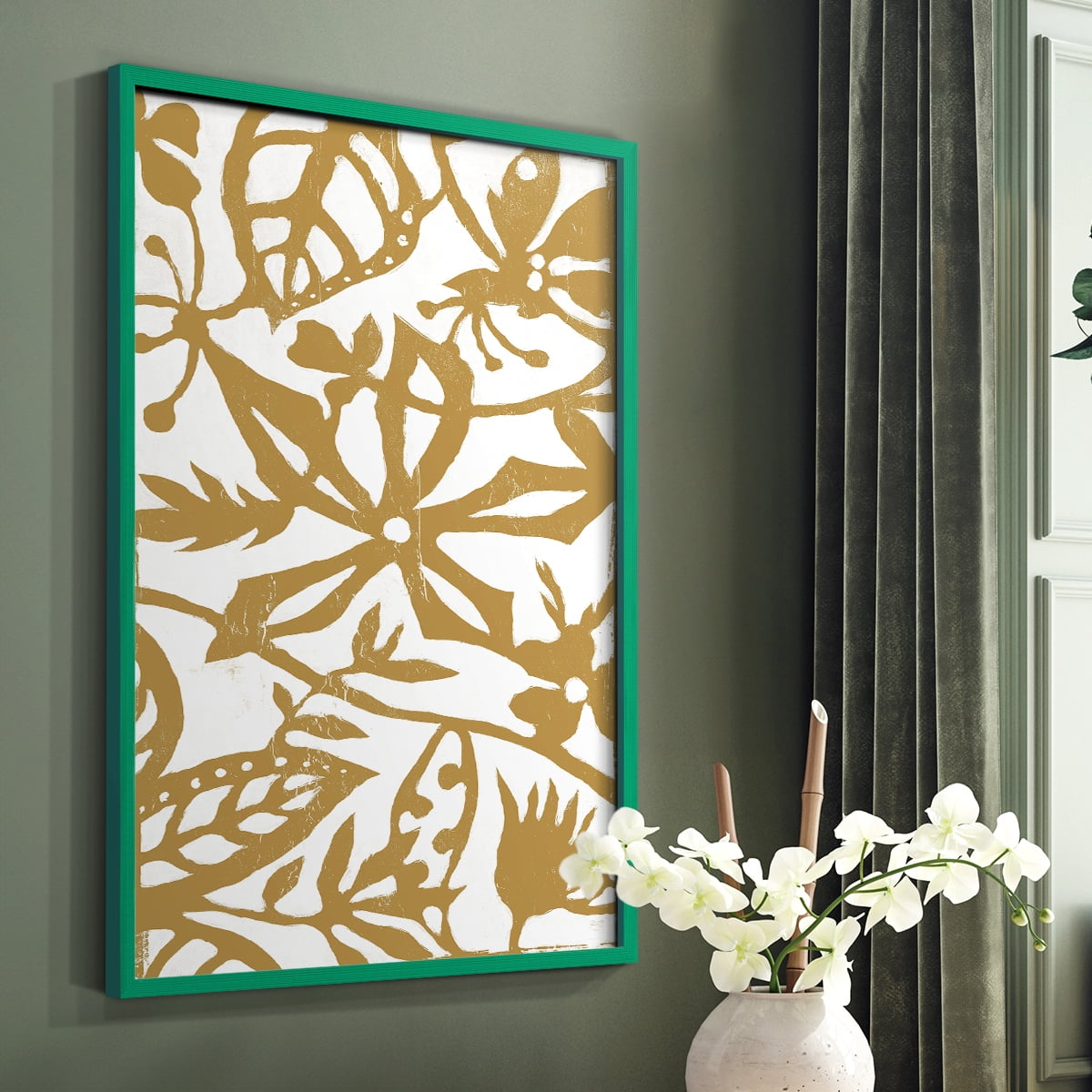 White On White IV V30 Framed Print in Green Solid Wood 8 x 10 Framed Print