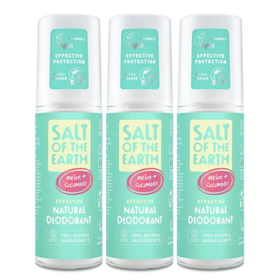 Salt of The Earth Pure Aura Melon & Cucumber Spray Deodorant 100ml (Pack of 3)