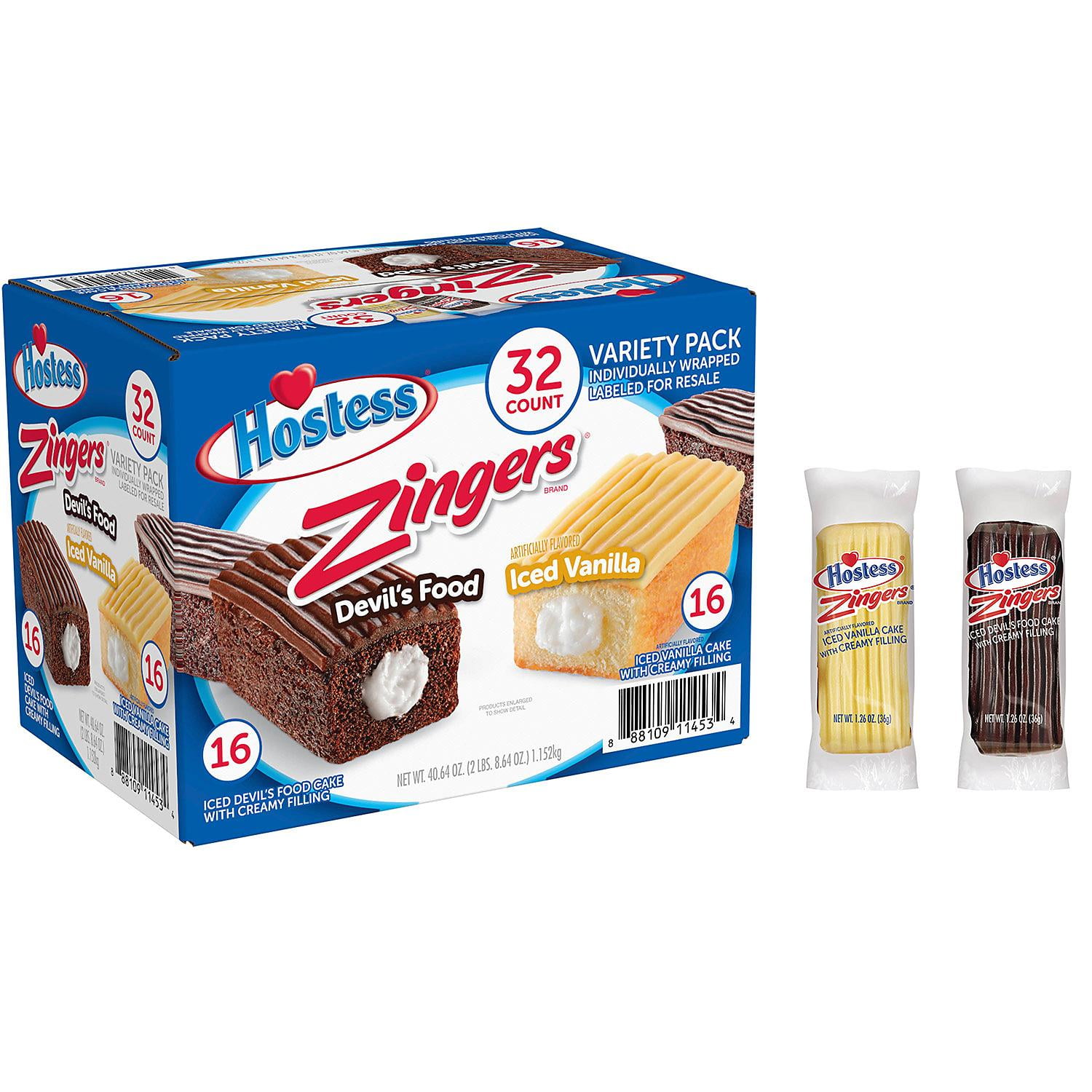 Hostess Zingers Variety Pack (1.27oz / 32pk) - Walmart.com - Walmart.com