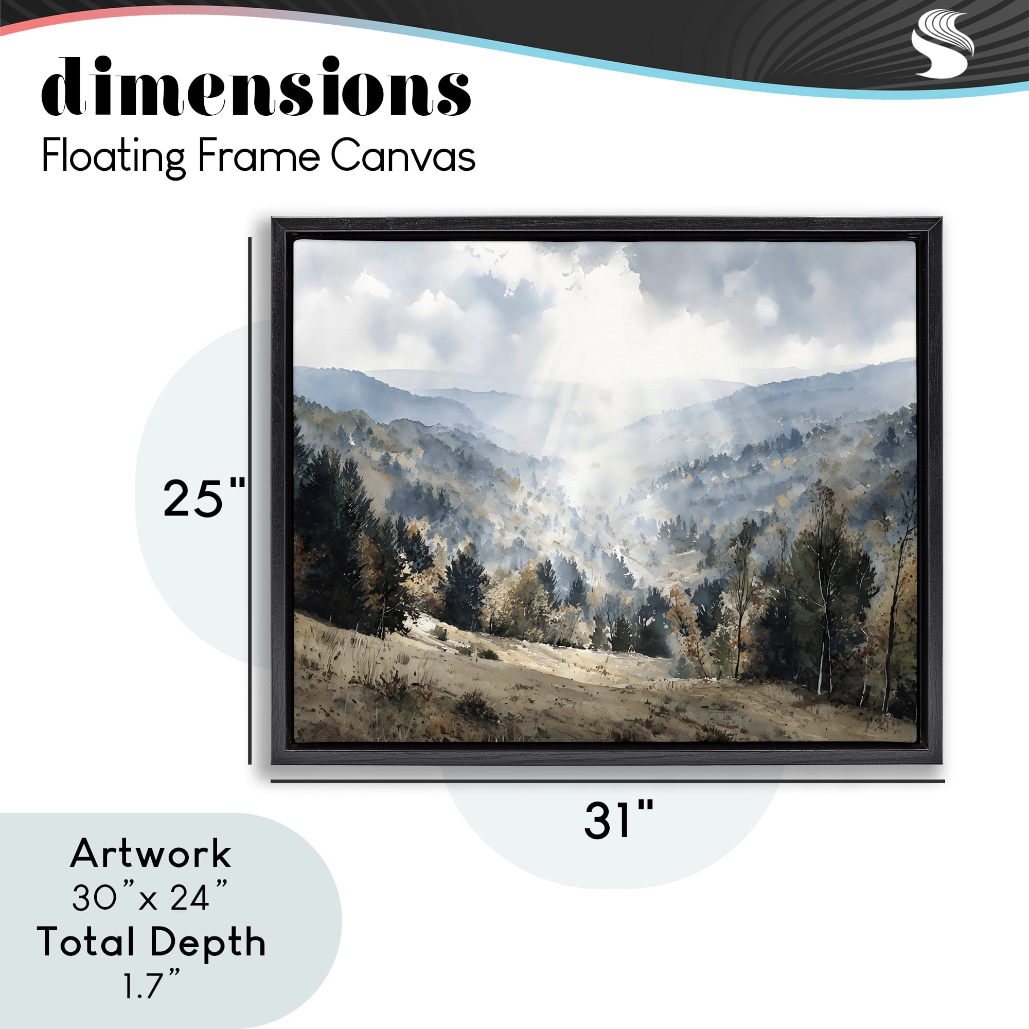 Stupell Industries Sunlit Fall Valley Beams Black Framed Floater Canvas Wall Art, design by Franklyn Gregory