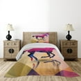 thumbnail image 3 of Ambesonne Abstract Quilted Coverlet 2 Pcs, Geometric Horse Animal, Twin Size, Cream Pink Purple, 3 of 5