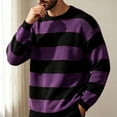 thumbnail image 6 of Men's Fall Winter Crewneck Striped Knit Pullover Sweater, Loose Fit Color Block Knit Long Sleeve Casual Top for Daily Wear , M, 6 of 6