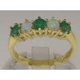 thumbnail image 3 of LBG British Made 14k Yellow Gold Natural Emerald & Opal Womens Eternity Ring - 33 size options - Size 11.75, 3 of 7