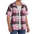 thumbnail image 2 of Sikiie Heart Plaid Men's Wrinkle Free Untucked Cuban Shirt Business Casual Button Down Shirts Short Sleeve Shirt3X-Large, 2 of 5