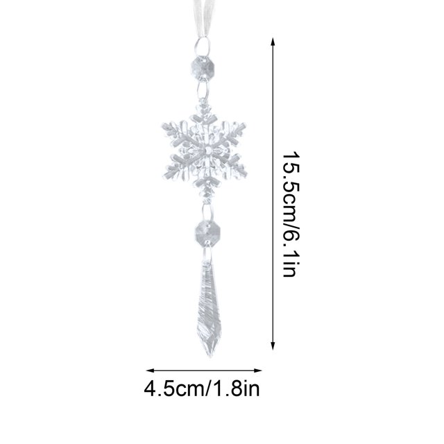 Christmas Tree Ornaments Set of 6 Transparent Acrylic Hanging Pendants Featuring Tree Reindeer Snowflake Designs 9.5 in x 6 cm to 14 in x 9 cm