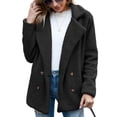 thumbnail image 2 of Defitshape Women's Soft Fluffy Blazer Jackets & Coats Lapel Collar Warm Thick Fuzzy Teddy Fleece Casual Double Breasted Jackets & Coats Black 20, 2 of 4