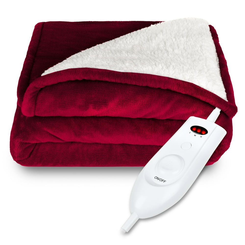 Best Choice Products Electric Heated Reversible Sherpa Blanket w/ 3