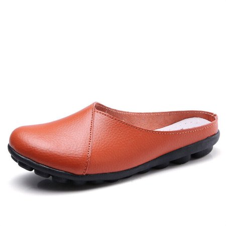 

Womens Mules Slip-on Shoes Leather Backless Loafers Casual Flat Shoes Summer