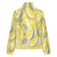 thumbnail image 6 of Jackets for Women Winter Coat Jackets Flannel Stand Collar Jacket(Yellow Gray Color Citrus Fruits, Leaves And Branches,Size:S-4XL), 6 of 7
