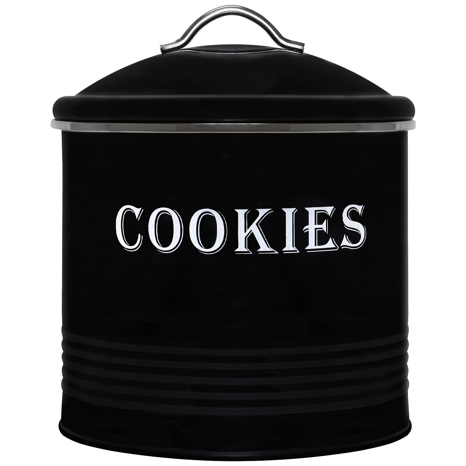 Blue Donuts Tin Cover, Black Cookie Jar