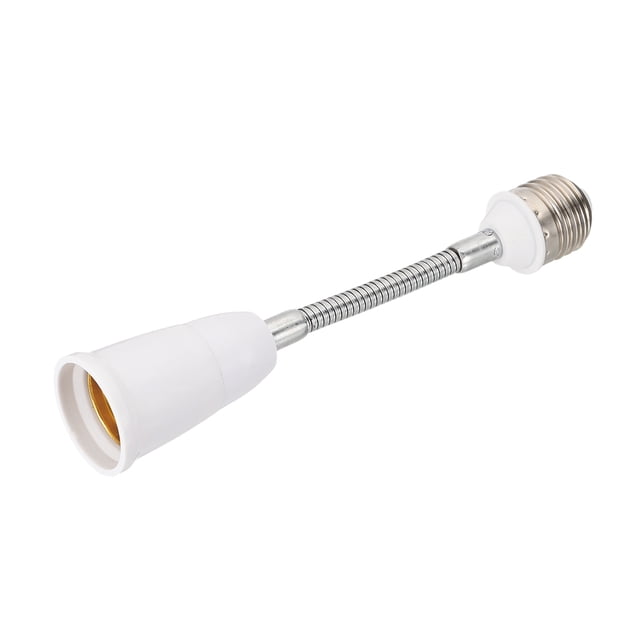 Adaptador de extensión de casquillo de luz Uxcell de 7.3" - 1 pieza adaptador de casquillo de bombilla E26, máximo 60W para lámpara estándar de bricolaje, accesorio de iluminación, blanco