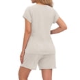 thumbnail image 5 of MOSHU Womens Pajamas Sets V Neck Tops and Drawstring Shorts Sets with Pockets Two Piece Lounge Sets Oufits, 5 of 12