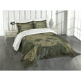 thumbnail image 3 of Ambesonne Skull Quilted Bedspread Set 3 Pcs, Rusty Aged Camo Design, King Size, Dark Green Khaki Cream, 3 of 5