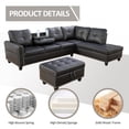 thumbnail image 4 of PonLiving Sectional Sofa, 2 Piece Living Room Faux Leather Couch with Storage Ottoman, Cup Holder, Left Facing Chaise, Black, 4 of 6